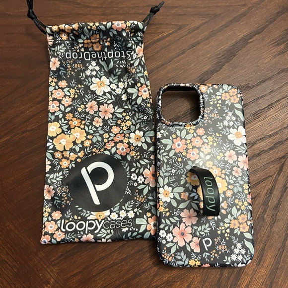 Loopy Case IPhone 14 Vintage Bloom Design Phone Case - Black and Pink - Picture 1 of 6